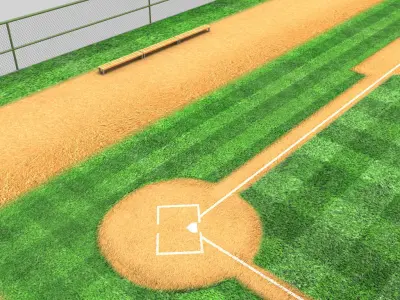 Baseball stadium pitch diamond low poly Low-poly 3D model