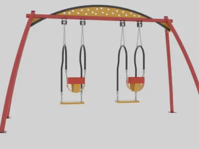 Playground Metal Double Swing - 02 3D model