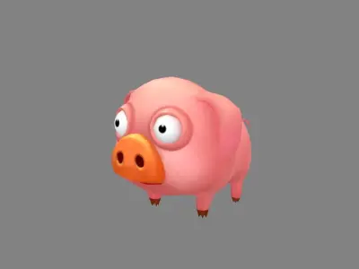 Cartoon piggy - fat pig Low-poly 3D model