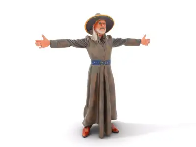 Wizard Character Model Pack with Detailed Outfit and Accessories Low-poly 3D model