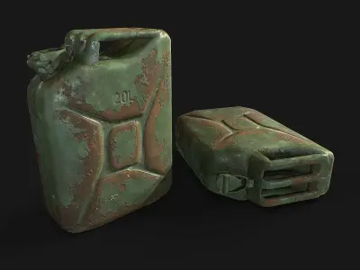 Steel Jerry Can Olive Green 20 Ltr Low-poly 3D model