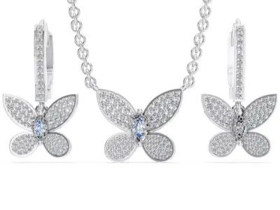Graff Butterfly Pendant and Earrings 3D print model