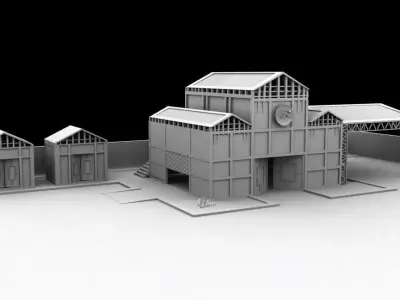 hangars building set 3D print model