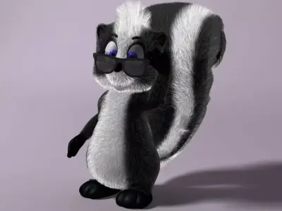 Cartoon Skunk Rigged Low-poly 3D model