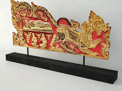 Antique Thai Monks Gilded Throne Side Panel 2 3D model