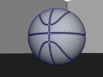 Basketball ball on court Low-poly 3D model