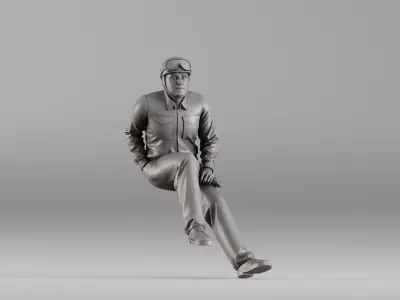 001604 Vintage Racing Driver Seated Pose 3D print model