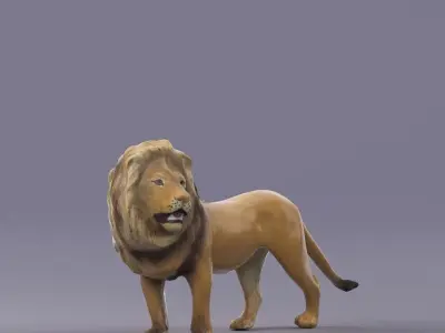 S00054 Lion Sculpture lowpoly Low-poly 3D model