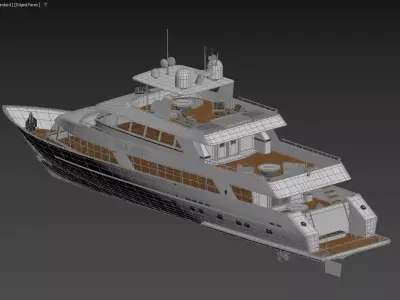 Sea Axis Luxury Motor Yacht White with Teak Decks 3D model 3D model