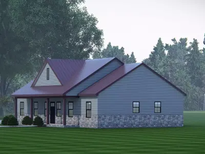 Rustic American Farmhouse Design  Traditional Country House 3D 3D model