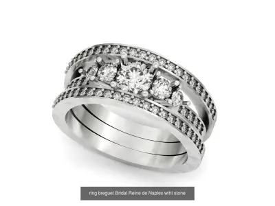 set luxury earrings and ring breguet with gemstones 3D Model Pack