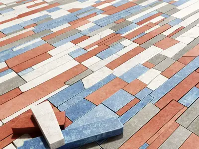 Paving stone rectangle splinter n1 3D model