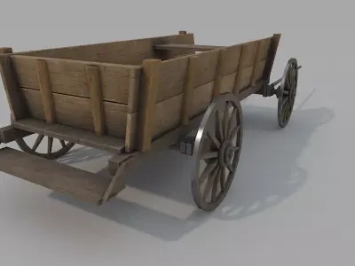 Wooden Cart  Low-poly 3D model