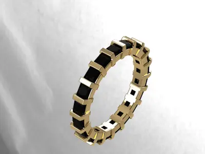 Anello con pietre quadro  3D print model