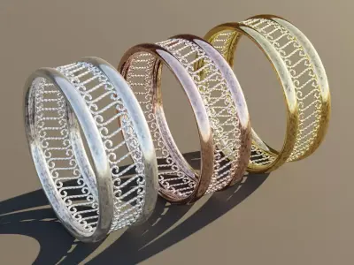 Three Gold Ring 3D print model