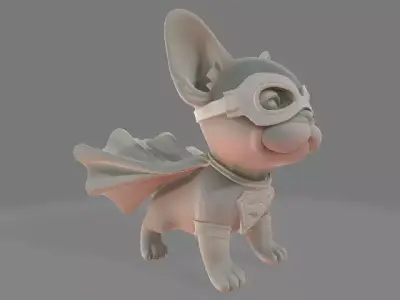 Superhero French Bulldog Puppy 3D print model