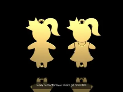 family pendant bracelet 3D Model Pack