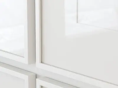 Vintage paintings in white frames 3D model