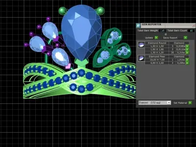 Imperial ring pear and marquise diamond 1048 3D print model