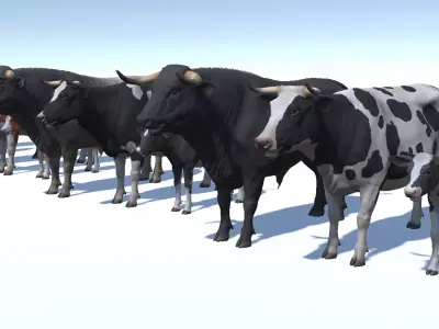 Cow family Low-poly 3D model