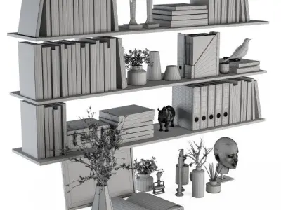 Black Decorative set on shelves 3D model