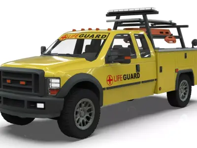 Lowpoly Lifeguard Truck  Low-poly 3D model