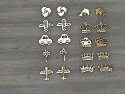 Aretes -Topitos para dama paquete de 10 -v- 3D print model