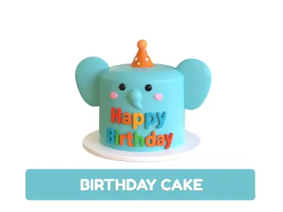 Low-Poly Birthday Cake 04  Low-poly 3D model