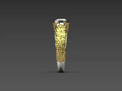 Luxury two-tone solitaire ring with diamond model jr00144 3D print model