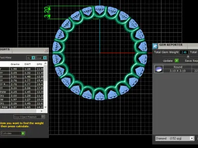 U Shaped Eternity Ring 3 point 1 mm stone size swiss 12 and EU52 3D print model