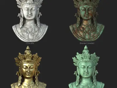 Goddess Tara Bust Low-poly 3D model