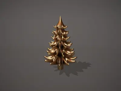 Gold Metal Christmas Tree Ornament Low-poly 3D model
