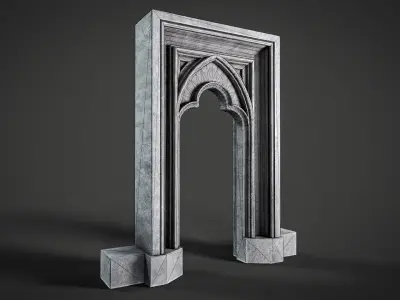 Lowpoly Gothic Portal-type 2 Low-poly 3D model
