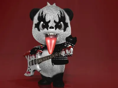 Cartoon panda RIGGED  Low-poly 3D model