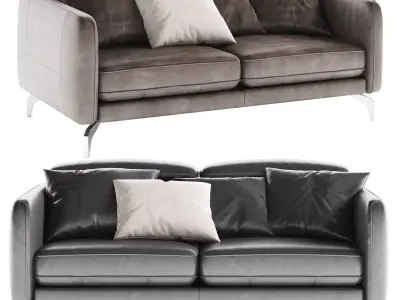 Muebles Sofa leather twoseater black and brown 3D model