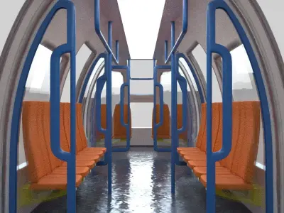 Sci-fi subway car PBR 3D model