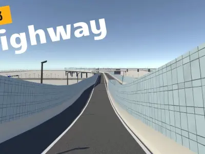 UnityRoadMaster Highway Package Low-poly 3D model
