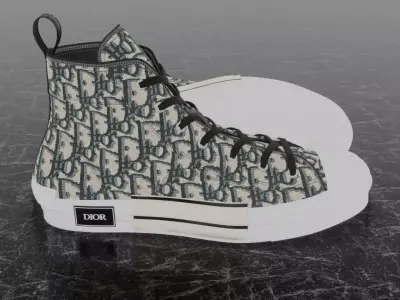 CHRISTIAN DIOR B23 LEAGUE OBLIQUE BEIGE HIGH 3D SHOES Low-poly 3D model