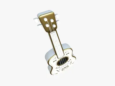 Cartoon Mexican Guitar A05 White Gold - Music Instrument Design Low-poly 3D model