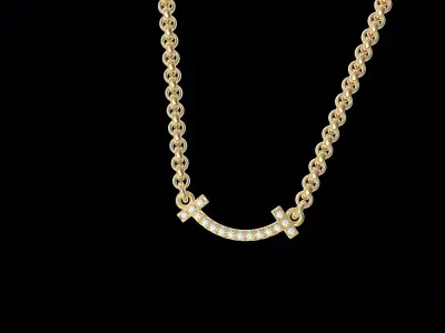  Smile T Pendant Necklace With Diamond 3D print model