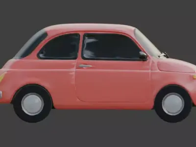 Stylized Pink Cartoon Compact Car 3D Model Low-poly 3D model