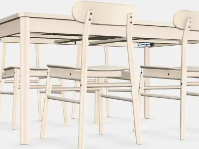 RONNINGE  RONNINGE Table and 4 chairs Low-poly 3D model