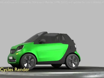 City Car 49 Small Convertible Open Type-E Green Low-poly 3D model