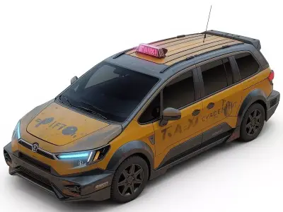 Cyberpunk Performance Taxi 3D Model Low-poly 3D model