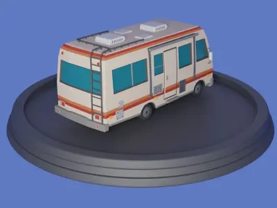 Stylized low-poly Camper Van Low-poly 3D model