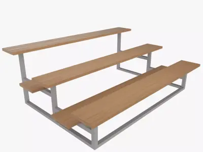 Tribune three wooden benches 3D model