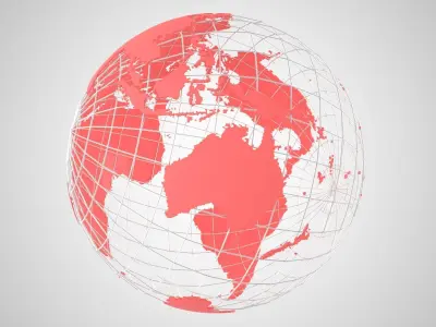 Globe News Skeleton Light Red 3D model