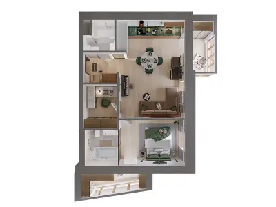  apartment layout 3D model