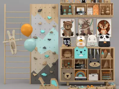 toys and furniture set Low-poly 3D model