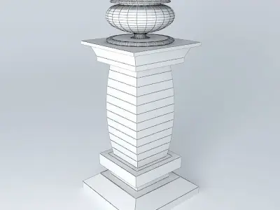 Candlestick wooden pedestal with vase on top Free 3D model
